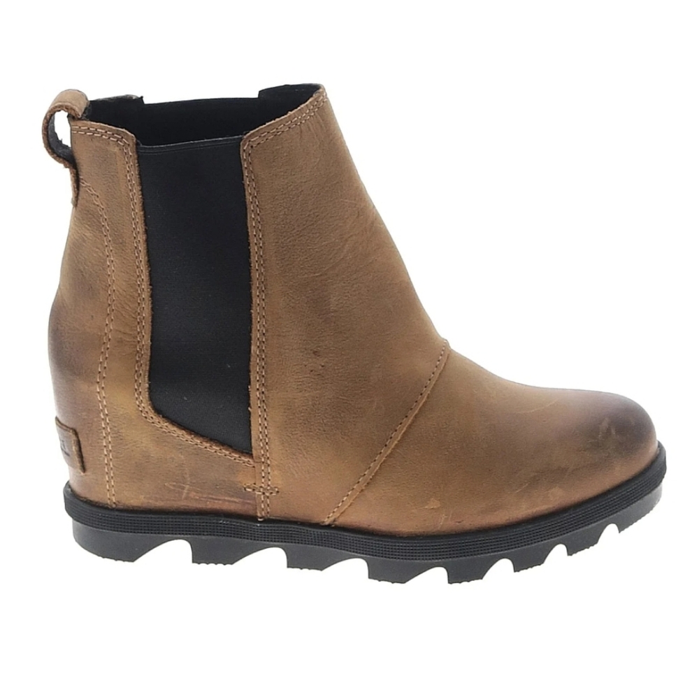 Sorel Joan of Arctic Wedge Chelsea II Tan Black Leather Booties Women’s Size 6.5